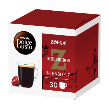 Front view of Zoegas Mollbergs Blandning (30 pods) box