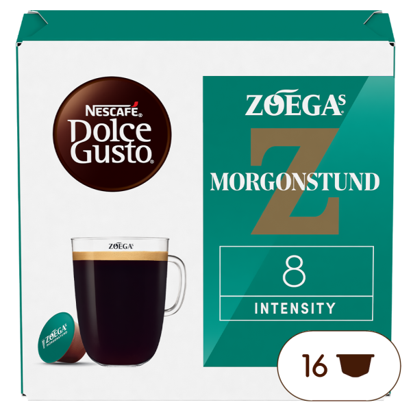 Front view of Zoégas Morgonstund (16 pods) box