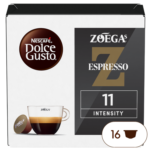 Front view of Zoégas Espresso (16 pods) box