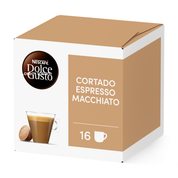 Front view of Cortado (16 pods) box