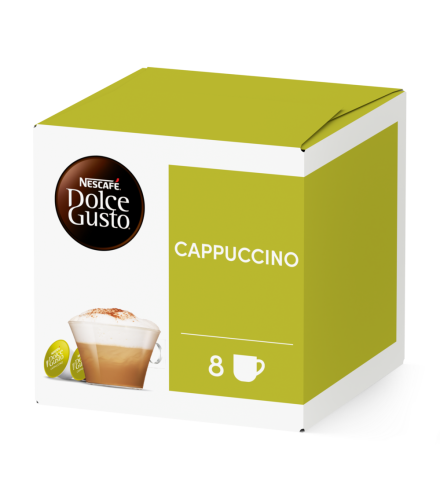 Front view of Cappuccino (16 pods) box